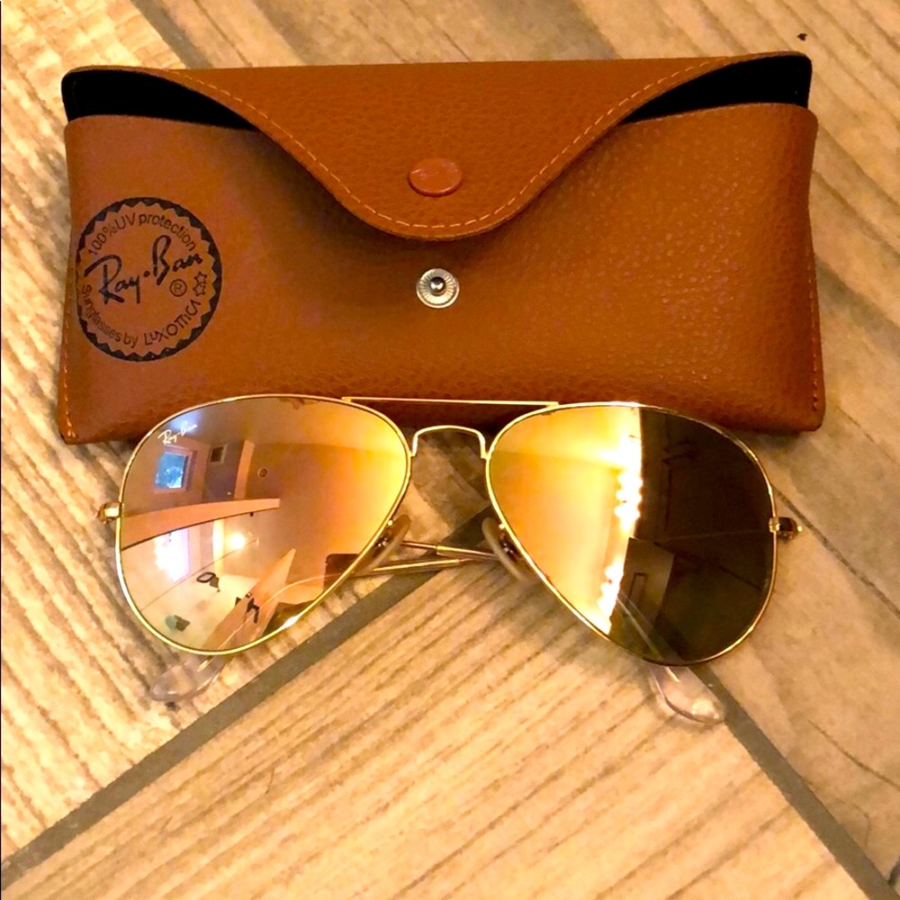 Ray Ban Aviator Flash Yellow Gold Mirrored